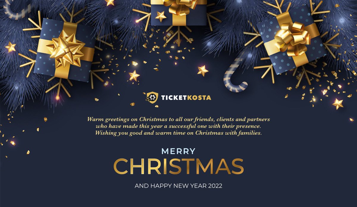 ticketkosta's tweet photo. We wish #UCL #Laliga #Bundesliga #SerieA #PremierLeague #Qatar2022 fans and your families a Merry Christmas and a Happy New Year! ❤️🎄🎁🎅2⃣0⃣2⃣2⃣ https://t.co/EdEzLAZ6qC
