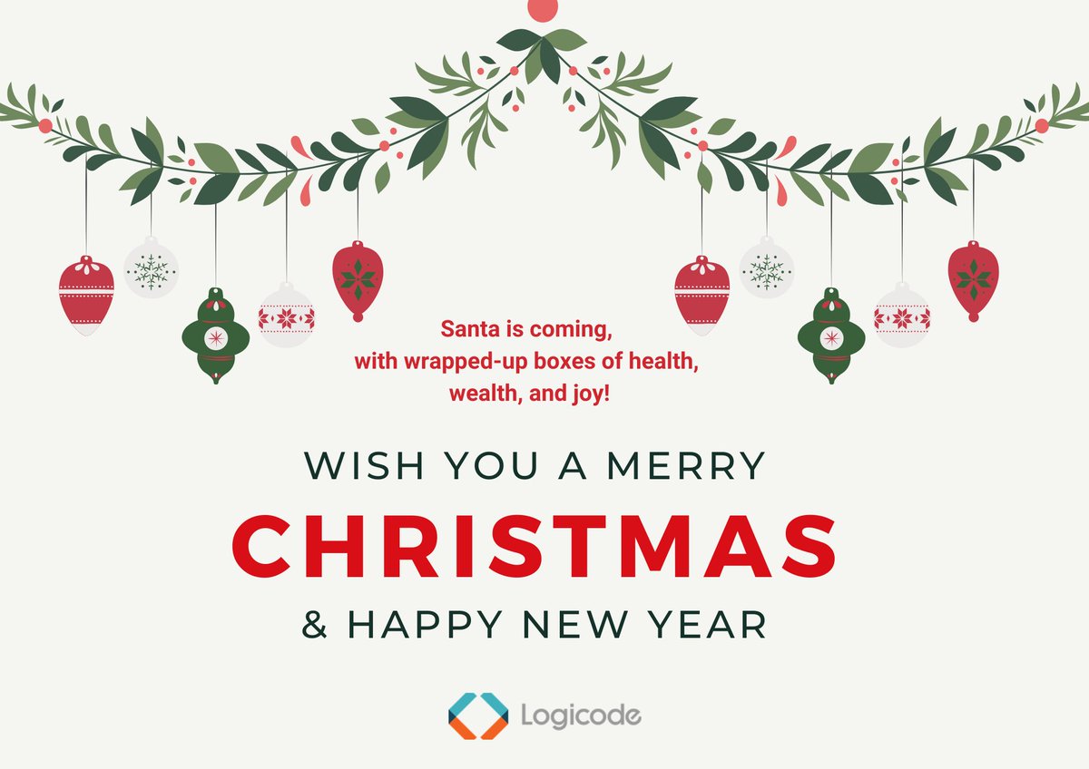 LogicodeInc's tweet photo. MERRY CHRISTMAS 🎄🎄🎄

Santa is coming with wrapped-up boxes of health, wealth, and joy!

Wishing you all Merry Christmas &amp; Happy New Year!

#merrychristmas2021 #christmas2021 https://t.co/b2xmbw2SNG