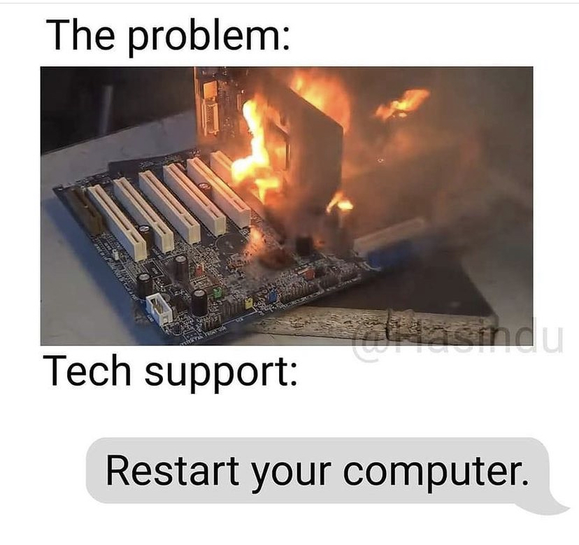 tweetsbyhk's tweet photo. 😂😂

#UltimateSolution #techsupport #MEMES https://t.co/DD25RzZ3OM
