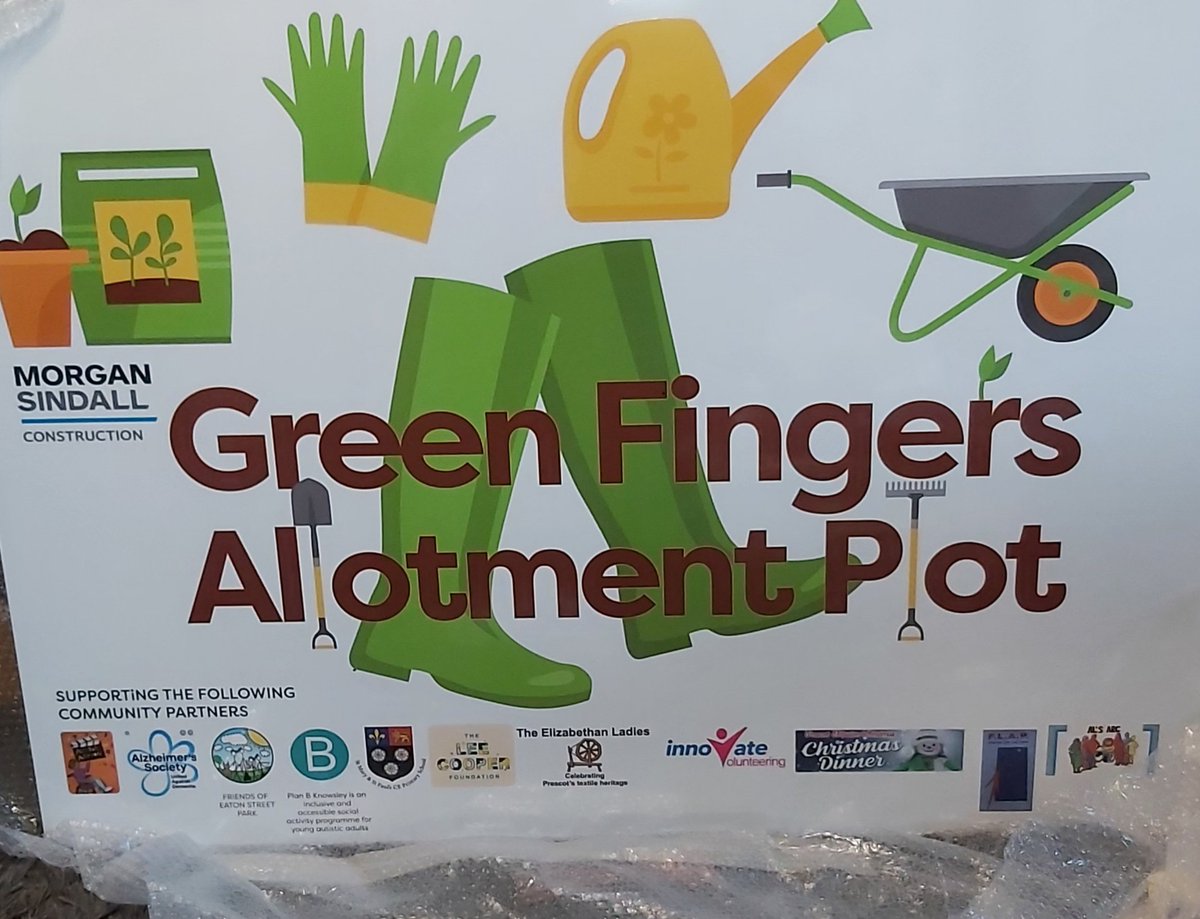 local_plot's tweet image. Wow thank you so much to @morgansindallc @goldjng 
For this amazing bespoke sign for @local_plot with all of the groups logos on the bottom. We💚it and it will be mounted soon.
@AlsClubKnowsley @InnovateCIC @StPrescot @theleecooper_f @ActforAction1 @smalmarg2012 @Joburkegreengal