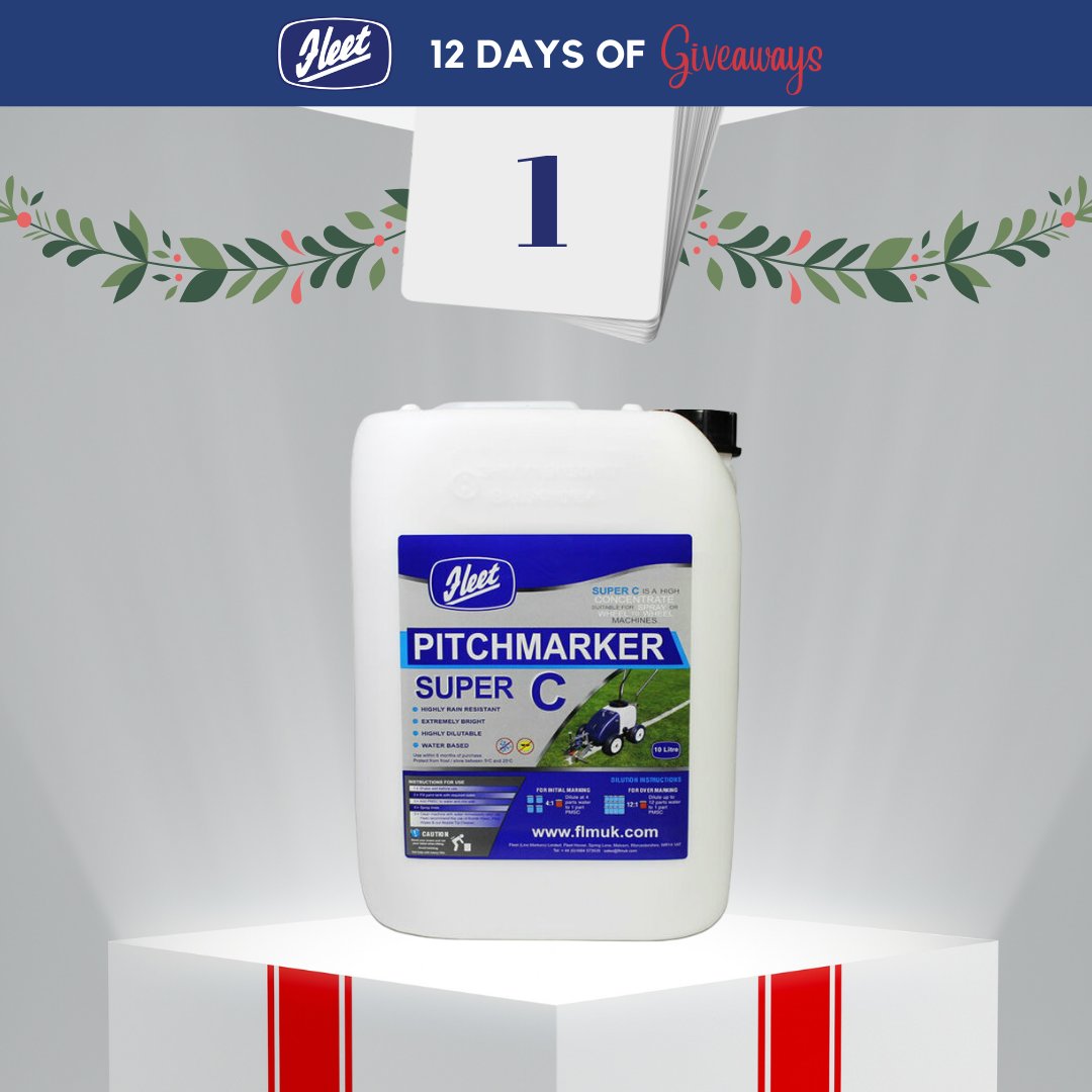 On the 1st day of Christmas, Fleet gave to me... 1 drum of Super C! 🎄

Join us over the next 12 days for a giveaway a day 😱

All you need to do is retweet this post and make sure you are following us on Twitter for a chance to win

Good luck! 

#LineMarking #Groundsman