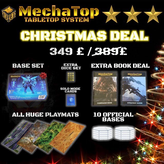 GunPlaTop1's tweet photo. Merry Christmas from the MechaTop team ⭐️

Don’t miss the Christmas deals 🤩

https://t.co/IXW6UNww8i

#mechatop #wargames #gunplafighters https://t.co/XMoHy1QjxS