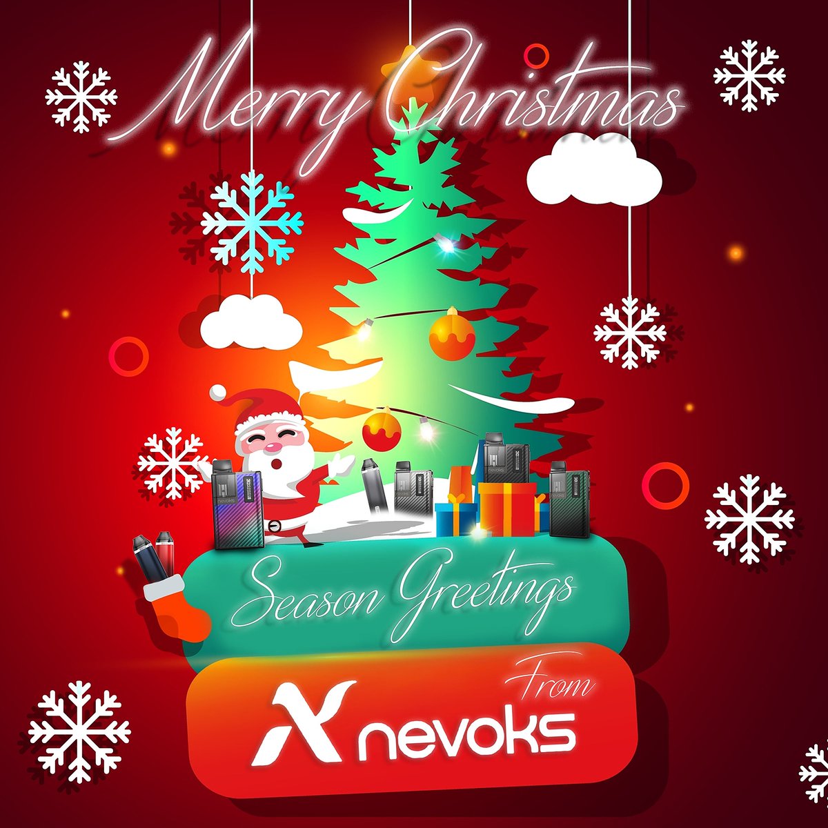 NevoksUk's tweet photo. Merry Christmas From Everyone At Nevoks 🎄🎁

#nevokspagee #vape #vaping #vapeuk #vapewholesale #ukvape #nevoksuk #christmas https://t.co/lN1asKVB2G