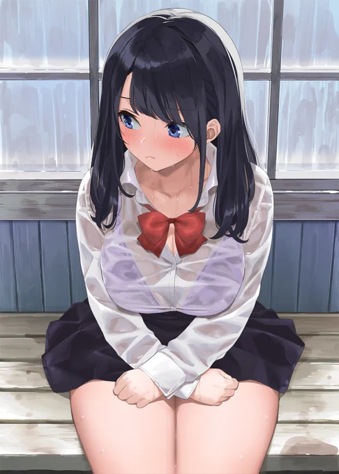 ※雨のなか待つ女の子&お尻の跡 