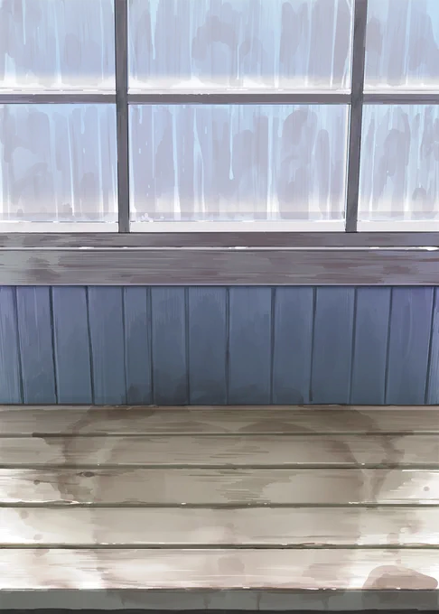 ※雨のなか待つ女の子&お尻の跡 