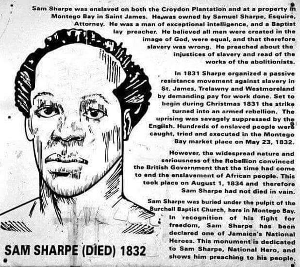 BlkHistStudies's tweet photo. Sam Sharpe led the largest and most successful of the fights to end slavery. Let us pay respects to this great abolitionist. We must never forget. #SamSharpe #SamSharpeDay #freedom https://t.co/3Nz6t5FFEb