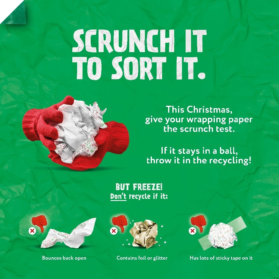 NorfolkRecycles's tweet photo. 🎄 Merry Christmas from Norfolk Recycles 🎄 If you’re already opening your presents, remember the #ScrunchTest. Scrunch your paper into a ball, if it springs back, put it in the bin. If it stays scrunched up, it can be recycled! 🎅 https://t.co/GtawRJ6tqr