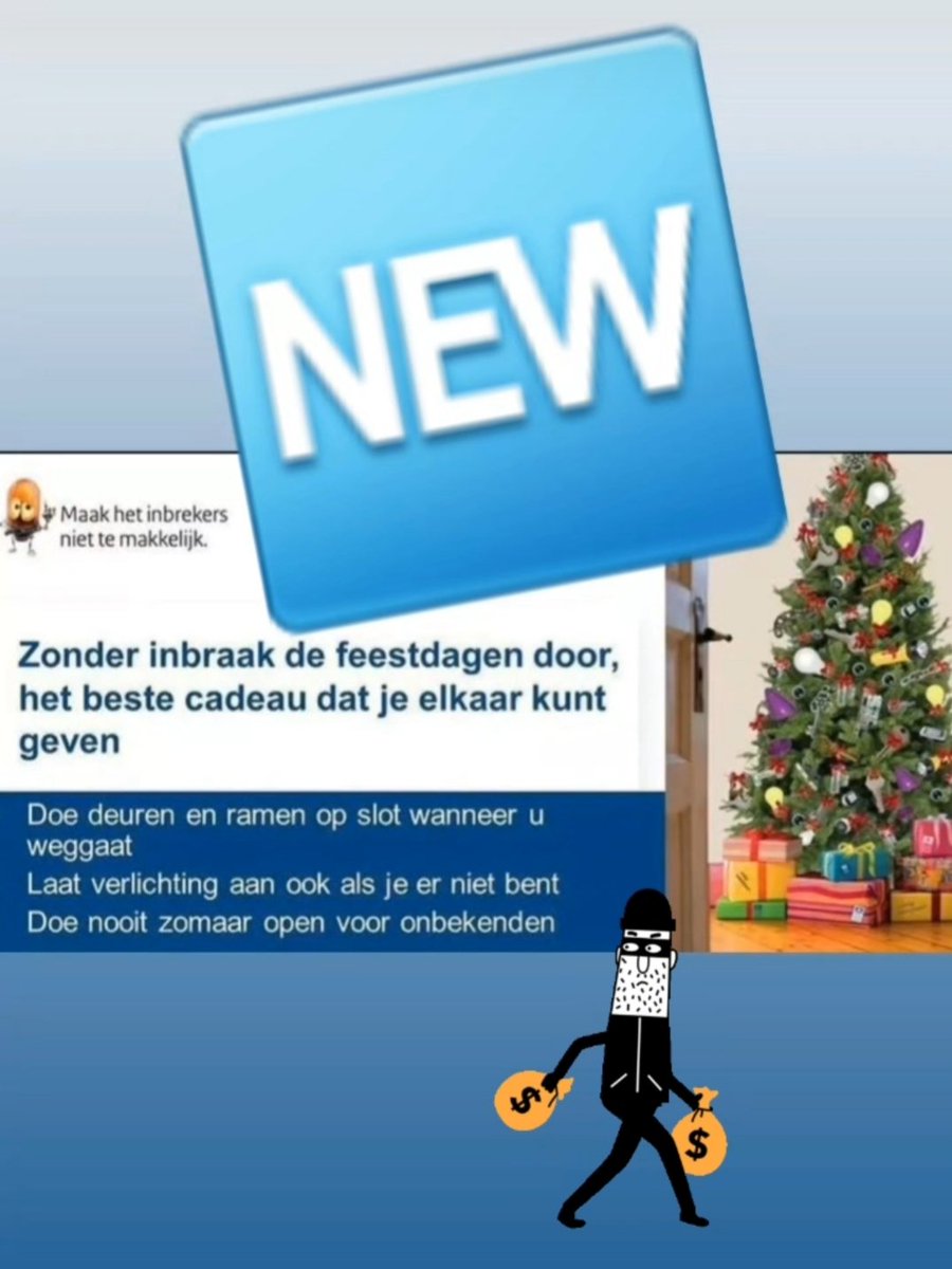 Wist u dat inbrekers graag pieken tijdens de kerst? 
Geef inbrekers geen kans

#woninginbraak #kerst #feestdagen