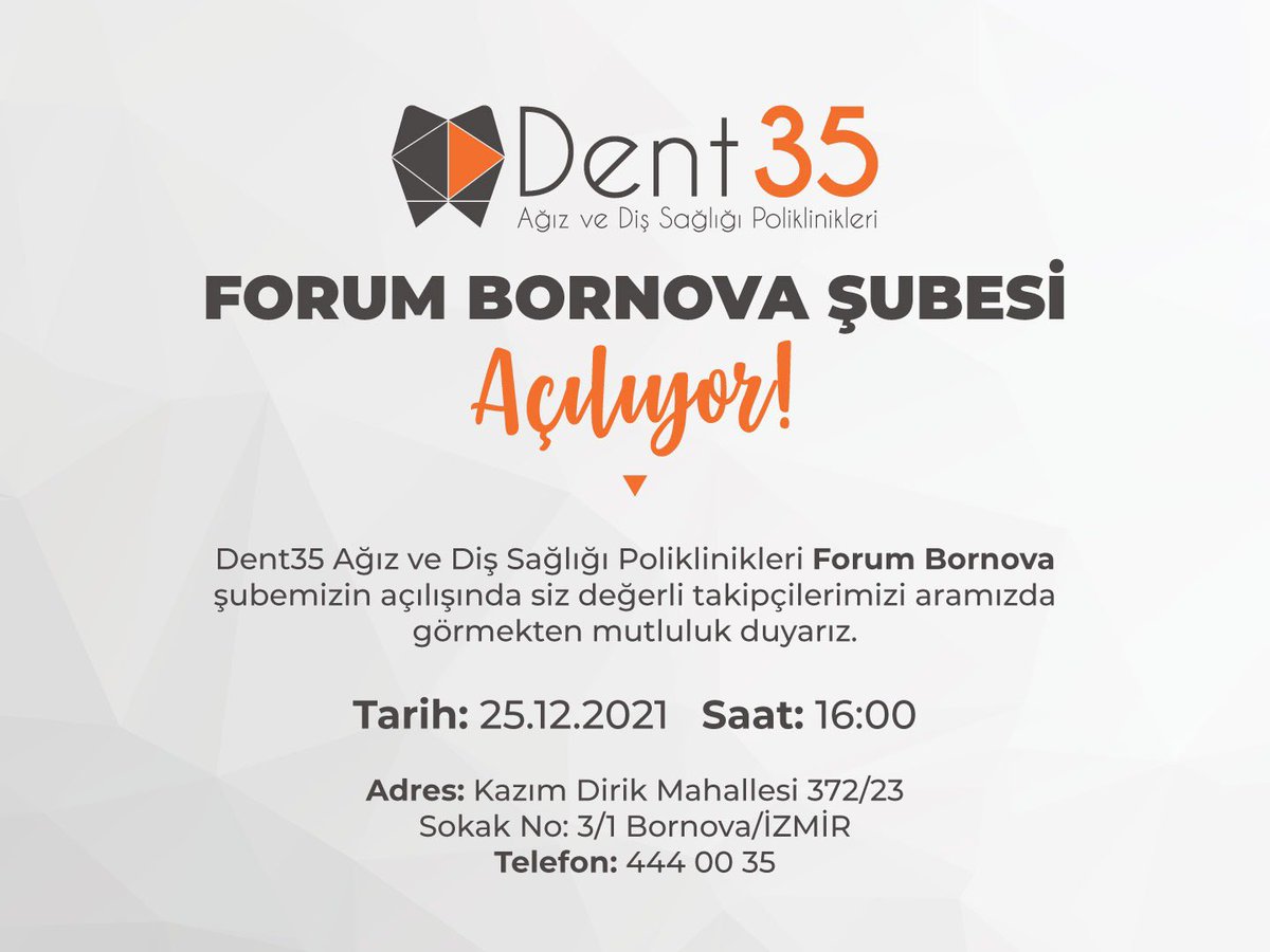 Dent35 Forum Bornova şubemiz bugün açılıyor! Sizleri açılışımıza bekliyoruz. #dent35forum