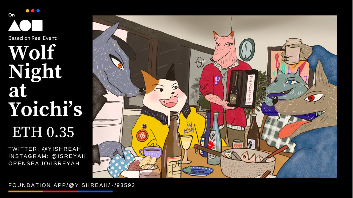 Yishreah's tweet photo. FriendStay Collection : 

1. Wolf Trip to Umibouzo  
ETH 0.35
2. Wolf Day Out to Echizen 
ETH 0.35 
3. Wolf Night at Yoichi's
ETH 0.35 

Travel with these wolves to Kaga city and Echizen! Cities of hidden artists and dope places.

https://t.co/RPwjCyUzb8 https://t.co/UwcR3RKrRh