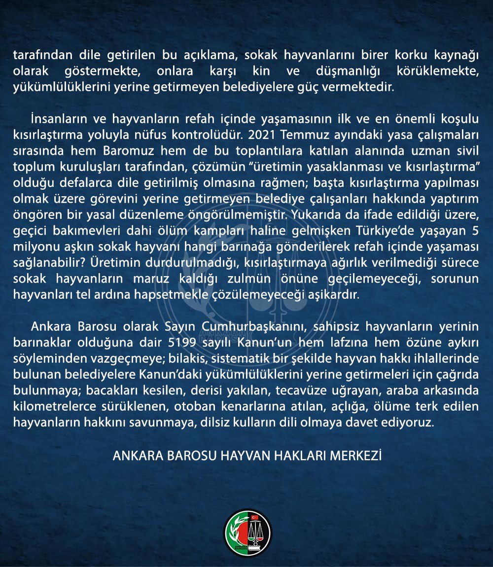 abhhmerkezi's tweet photo. Sn. Cumhurbaşkanı ve Tüm Belediyelere Çağrımızdır: 
“Kanunen Sokaklar Hayvanların Yaşam Alanıdır” https://t.co/6b89ngvJ2R