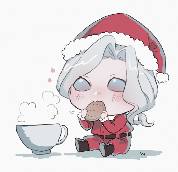 良かったねミニジョチャン!!ホットミルクとクッキーだよ!🍪 🍼💕 