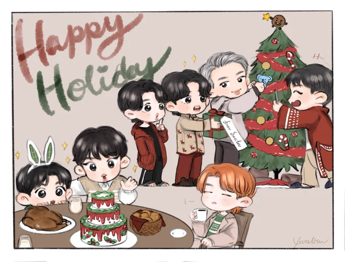 Happy Holiday🎄
#방탄소년단 #BTS #RM #JIN #SUGA #JHOPE #JIMIN #V #JUNGKOOK #btsfanart 