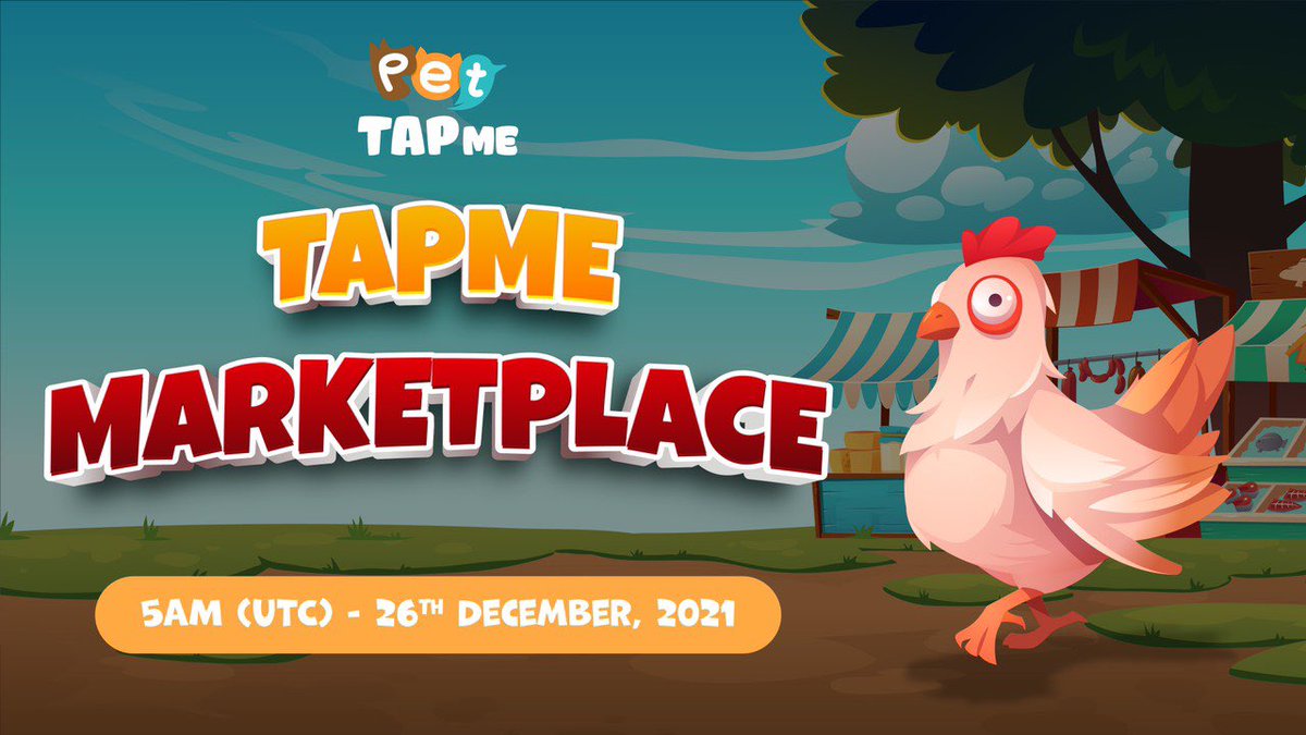 ⭐️ MARKET PLACE ANNOUNCEMENT⭐️
New features coming with:
🔥Withdraw NFT via wallet entry, TAP fee and deposit NFT by metamask 
🔥 Marketplace at market.tapme.pet open for NFT sales
🔥 Silver eggs available
🔥 New theme, NFT
🔥 Pet Level 5 unlocked