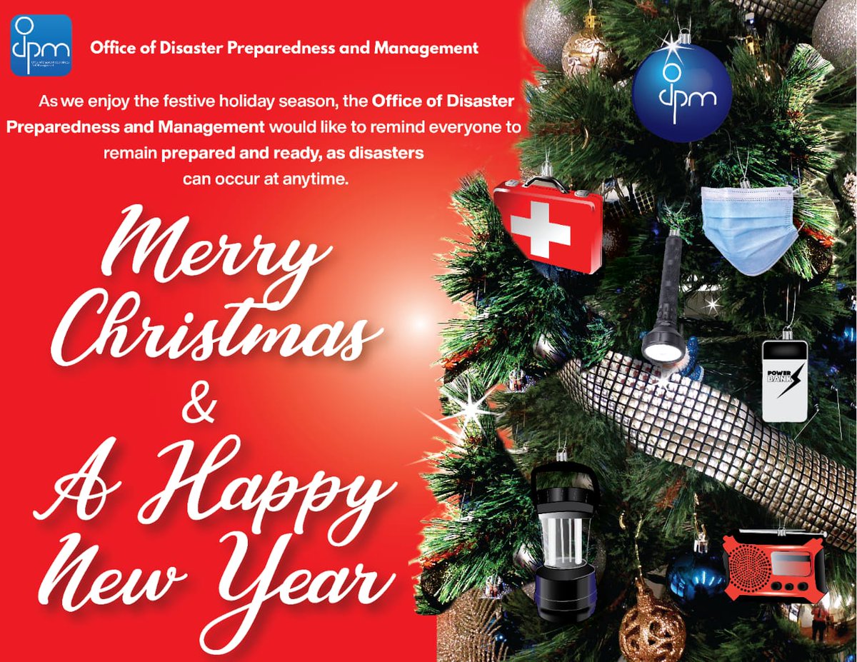 ODPM_TT's tweet photo. The ODPM, would like to wish you and your loved ones a safe and joyous Christmas Season. As you enjoy this festive Season, we encourage you to remain prepared in the event of a hazard/disaster. 
For more information visit https://t.co/EKJ7M9tgnX 
#ODPMTT   #BeReadyTT https://t.co/jN8INapQjK