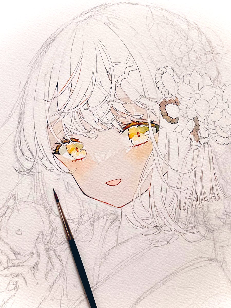 「描き始めました*wip
#透明水彩 #illustration 」|優子鈴(ゆこりん)◆初画集4/24のイラスト