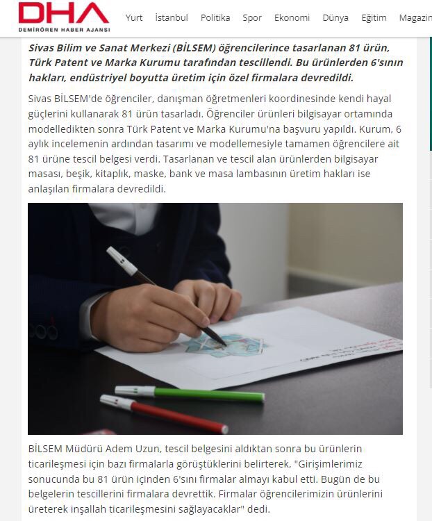 Türk Patent ve Marka Kurumundan aldığımız 6 tescilli ürünün tescil belgelerini yani üretim yetkisini firmalara noter huzurunda devir ettik. 
Hayırlı uğurlu olsun. 

<a href="/tcmeb/">Millî Eğitim Bakanlığı</a> <a href="/valisalihayhan/">Salih AYHAN</a> <a href="/aebilgili/">Ahmet Emre Bilgili</a> <a href="/mehmetnezirg/">mehmet nezir gül</a> <a href="/mramazanbarin/">Ramazan Barın</a> <a href="/AslanErguven/">Ergüven Aslan</a> @BilsemMeb

sivasbilsem.meb.k12.tr/icerikler/tesc…