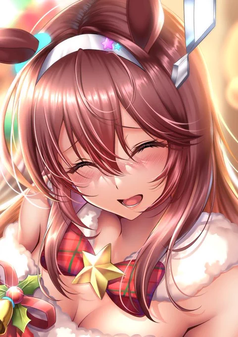 ミホノブルボンとクリスマス照れ笑いばーじょん!
気に入ってるので見て欲しくてアップしたった!
トリミングしてないやつはFANBOXにあるよ!
 #ウマ娘 