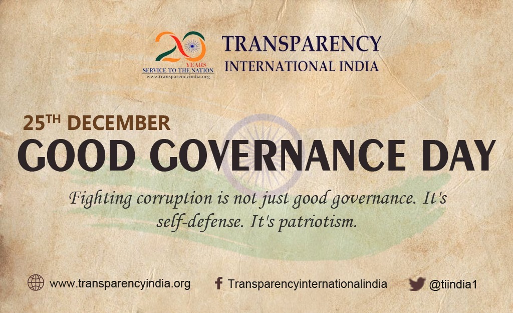 Good Governance Day- SPEAK UP  for Unbiased, transparent and development-oriented governance. #GoodGovernance #GoodGovernanceDay2021 #GoodGovernanceWeek #transparency #transparency_international_india #transparency_india