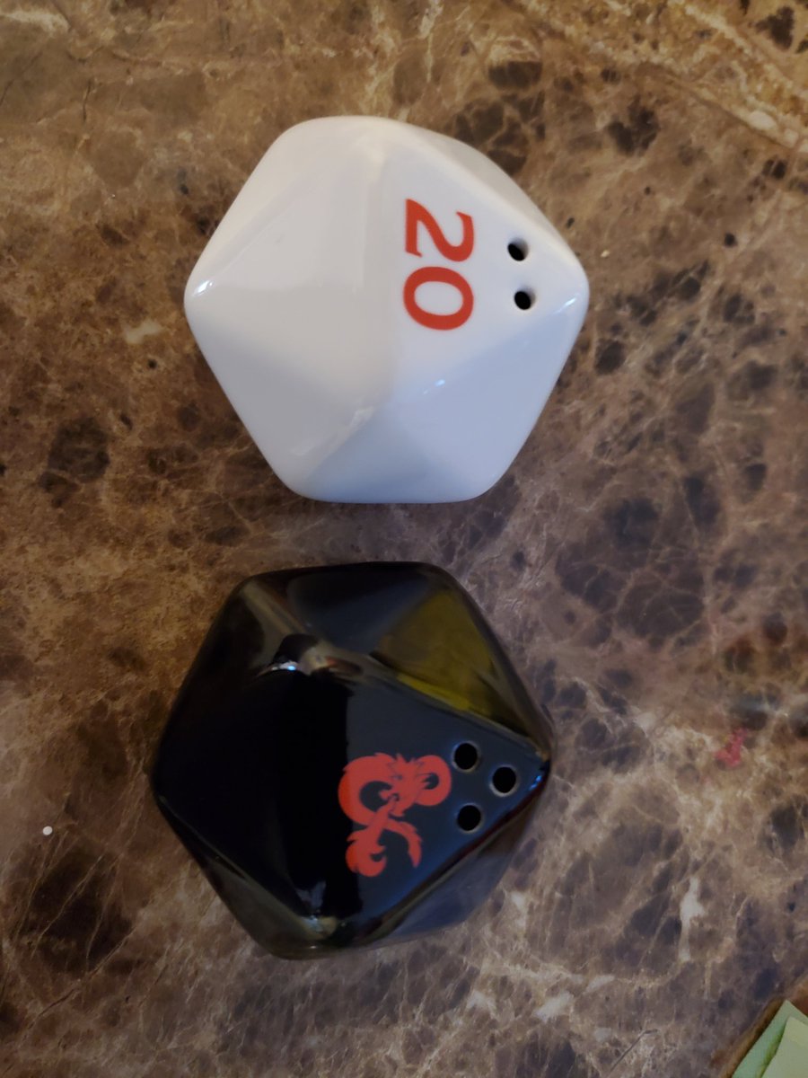WhyDidDan's tweet photo. Merry Christmas everyone! This is my favorite gift this year. Salt &amp; Pepper shakers! #dnd #dungeonsanddragons https://t.co/zDcDyvBs8N