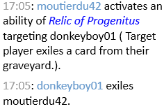 Relique de progenitus sur mtgo = aller simple vers le royaume des ombres 😰