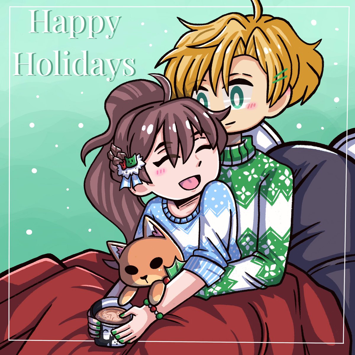 KatzcanDraw's tweet photo. I come baring a Christmas surprise for @versalatte 
(this ship made me all warm and fuzzy &amp; I hope it does the same for you. 💕)

#ObeyMeSecretSanta2021 @OMSecretSanta https://t.co/ddVQ0GrRFJ