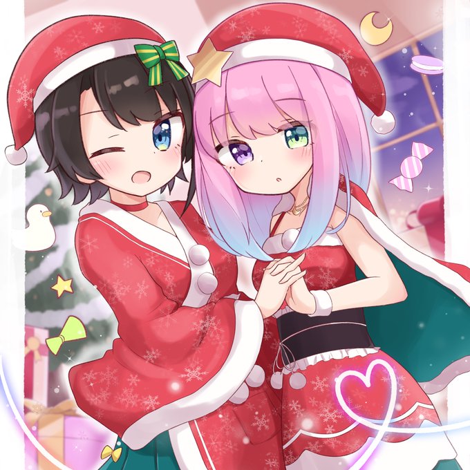 メリークリスマス〜!
サンタ衣装スバルーナ!🚑🍬
 #プロテインザスバル #ルーナート 
#スバルーナ 