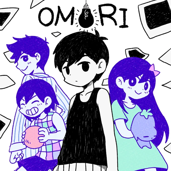 「OMORI」のファンアートです。かわいくてとうとくてこころにぶっささる2DホラーRPG。とてもとてもよかった。 