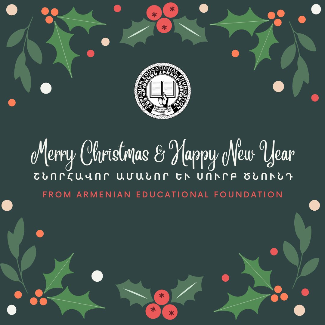 AEF1950's tweet photo. 🎄Merry Christmas &amp; Happy New Year from AEF!☃️

Հայ կրթական հիմնադրամը մաղթում է ձեզ Սուրբ Ծնունդ և ուրախ նոր տարի: https://t.co/rnjrLIOttT