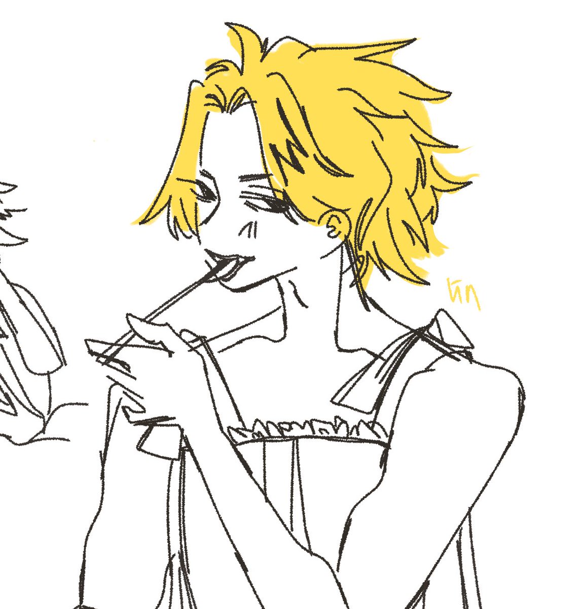 lin5ryu's tweet photo. denki in a dress #kaminaridenki #serokami #shinkami #shinserokami (?) https://t.co/Ab2K0VDSNs