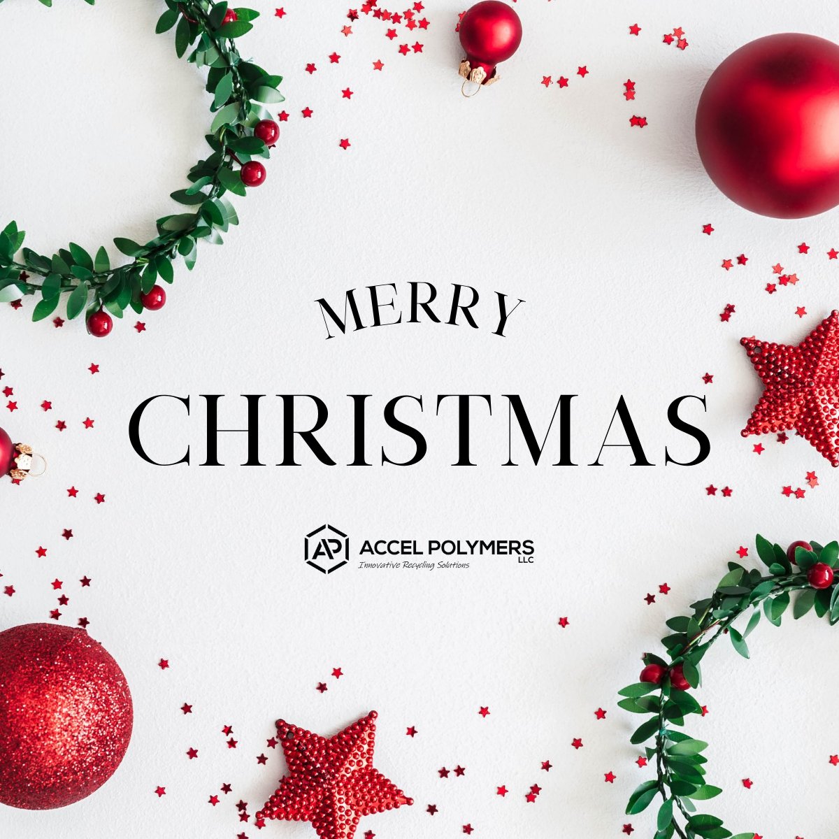 AccelpolyLLC's tweet image. Wishing you a Christmas that's merry and bright! 🎄 

#AccelPolymers #MerryChristmas #Holidays #PlasticRenewal