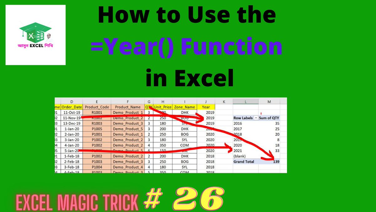 youtu.be/rAlJetoAQLs
In this video, I will explain about Excel =Year Function and we are going to learn how to use =Year function in excel.