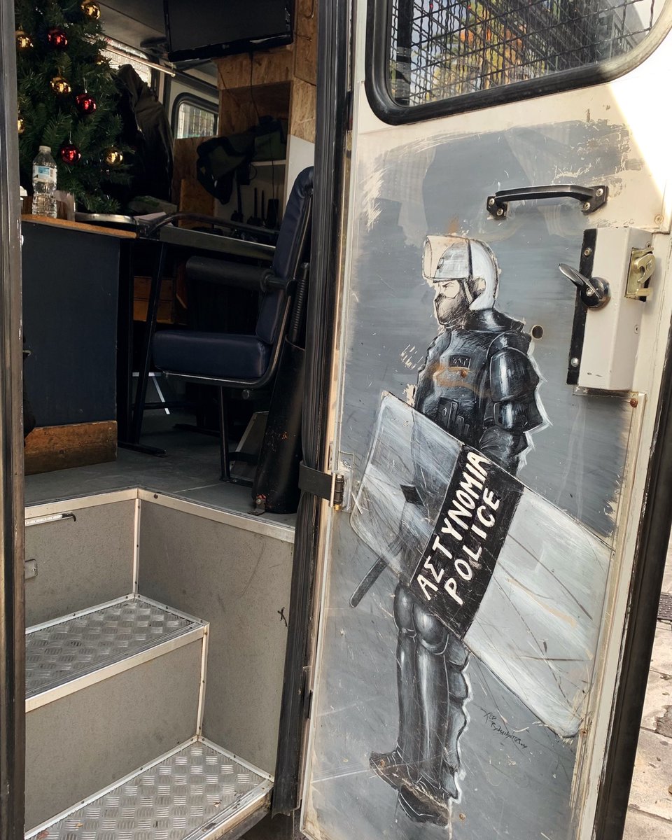 Drawing on a Greek riot police bus 📷 Daphne Tolis https://t.co ...