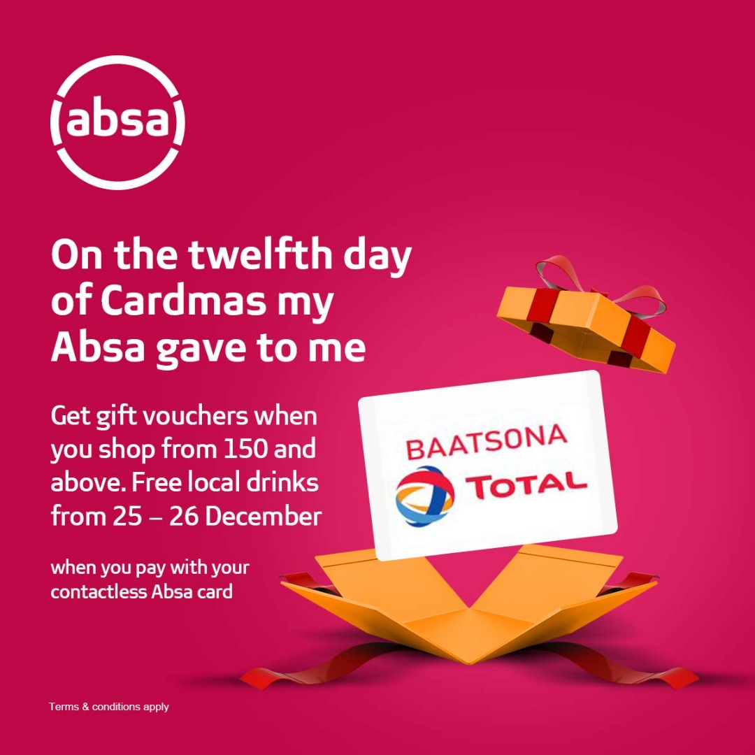 Tokersi's tweet photo. π! It's the season of givingπ. @AbsaGhana says shop from Ghs 150 and above get gift vouchers. Free local drinks at Baatsona Total from the 25-26 December 2021 when you pay with your #Absa contactless card. π
#MerryChristmas
#12DaysOfCardMas #Absa https://t.co/OgkFn7wJrw https://t.co/FuUpLqUlxU