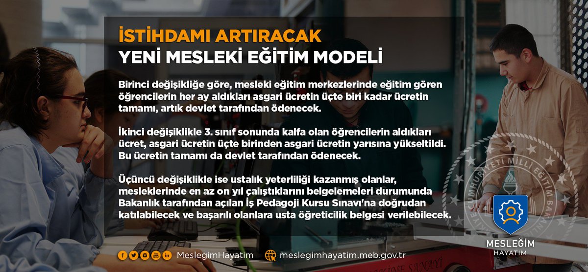 MersinMEM's tweet photo. Hayırl�� Olsun...

Mesleki eğitim stajına devlet katkısını da içeren Bazı Kanunlarda Değişiklik Yapılmasına Dair Kanun, Resmî Gazete'de yayımlanarak yürürlüğe girdi. @tcmeb https://t.co/iyEzvvvbuM