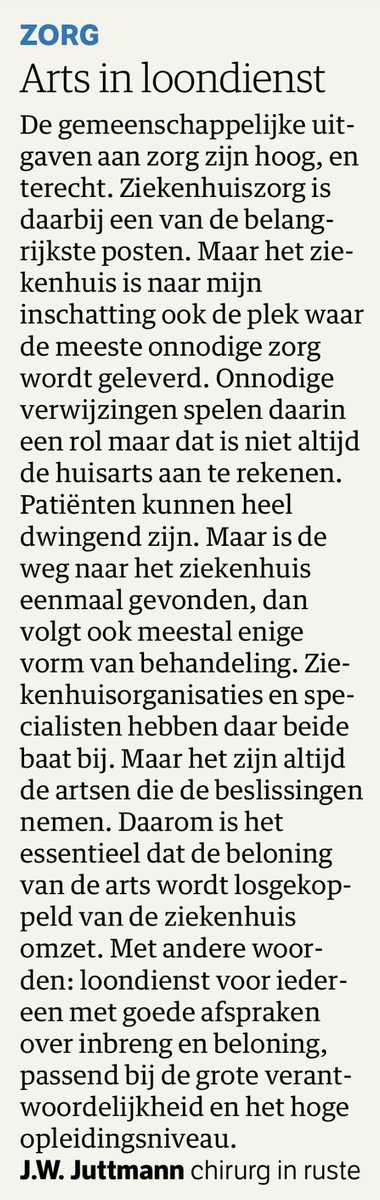 vollebergh's tweet photo. Opvallende brief in @nrc van een chirurg in ruste. #ZinnigeZorg https://t.co/UdOElaTw3w
