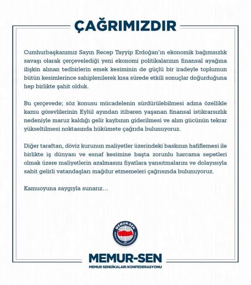 _huseyintutar68's tweet photo. Hükümetin ekonomideki dalgalanmayı gidermek için attığı kararlı adımları biz görüyor,takdir ediyoruz.Hükümeti de memuru görmeye davet ediyoruz

İş dünyasına/esnafa çağrımız; “dolar geriledi ama raflarınızdaki etiketler hala aynı,gereğini yapın,etiketleri/fiyatları düşürün”diyoruz https://t.co/Kkjvl5kMEa