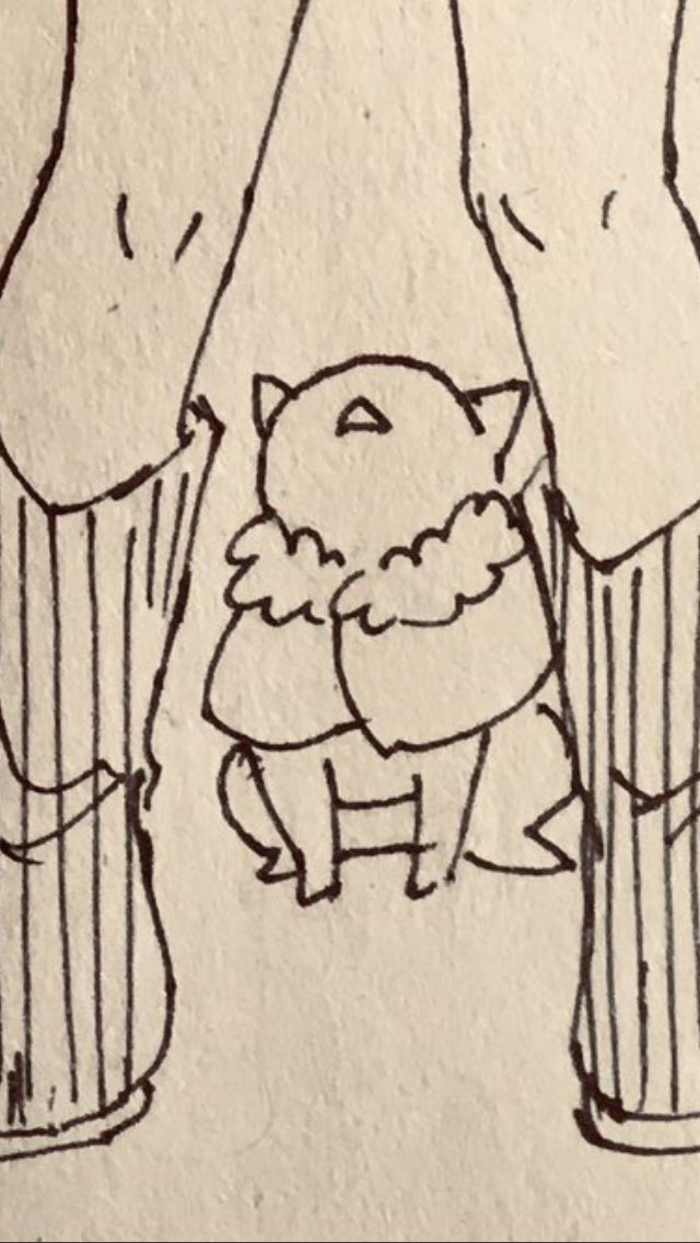 ズボン見つからない🔥の絵の見所は、下からカイヌシのパンツのケツを見上げるにゃこです 