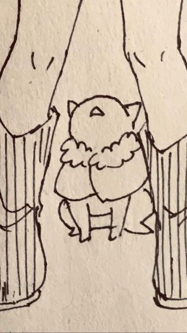 ズボン見つからない🔥の絵の見所は、下からカイヌシのパンツのケツを見上げるにゃこです 