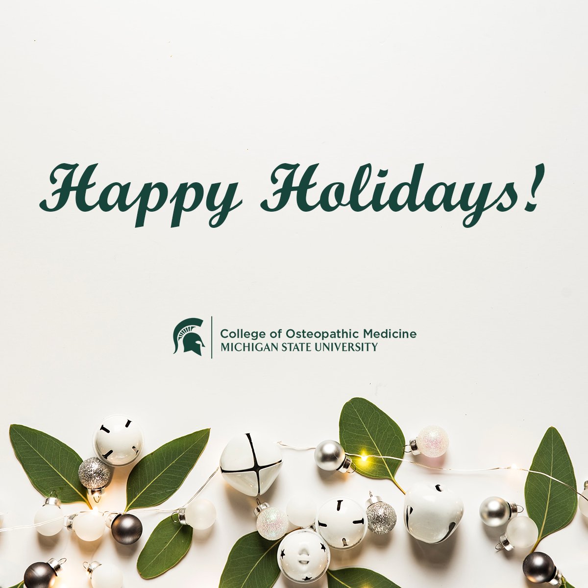 MSU_Osteopathic's tweet photo. Merry Christmas and Happy Holidays!
We wish you and yours a healthy and happy holiday season. https://t.co/1DQ2Om8khA