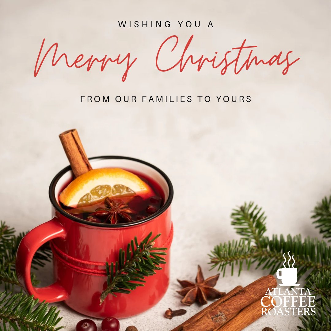 Our online store will remain open for you to place orders with pick-up resuming Monday.

From all of us at Atlanta Coffee Roasters, we wish you a joyful and healthy holiday season.

#coffee #christmas #christmasday #merry #merrychristmas #merrychristmas2021 #christmas2021