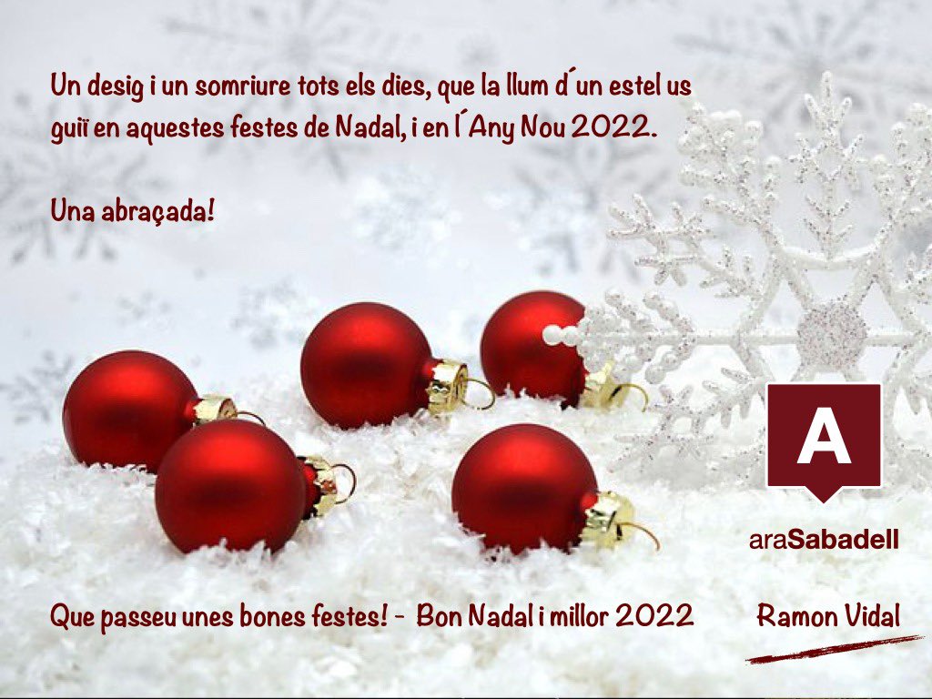 Per #Nadal fem un encanteri per la resta de dies de tot l’any amb tendressa, comprensió, tolerància, i passió.
Polsims de bondat posem-ne un grapat.
Barregem suaument per no trencar res, i a l’atzar del vent ho deixem dispers arribant a tots els racons amb amor.