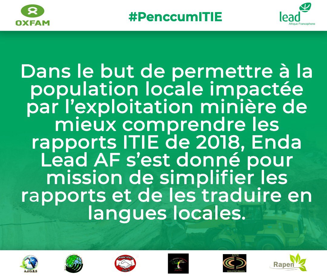 Enda lead AF dans le cadre du projet Hewlett avec OXFAM Sénégal a procédé à la simplification des rapports ITIE 2018 et 2019 afin qu’ils soient plus accessibles pour la population locale, surtout celle impactée par l’exploitation minière.
Suivez nous via ce hashtag #PenccumITIE