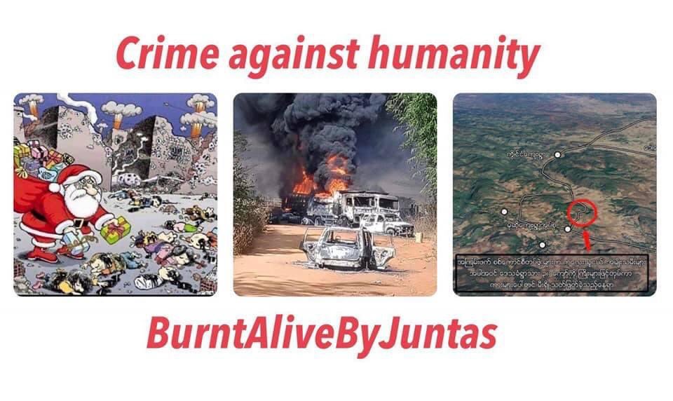 Words and condemnations about #BurntAliveByJunta,massacre and maimed civilians should be no substitute for intensifying collective efforts to justify people’s loss.This is the time that we should stop discussions but actions.#WhatsHappeningInMyanmar