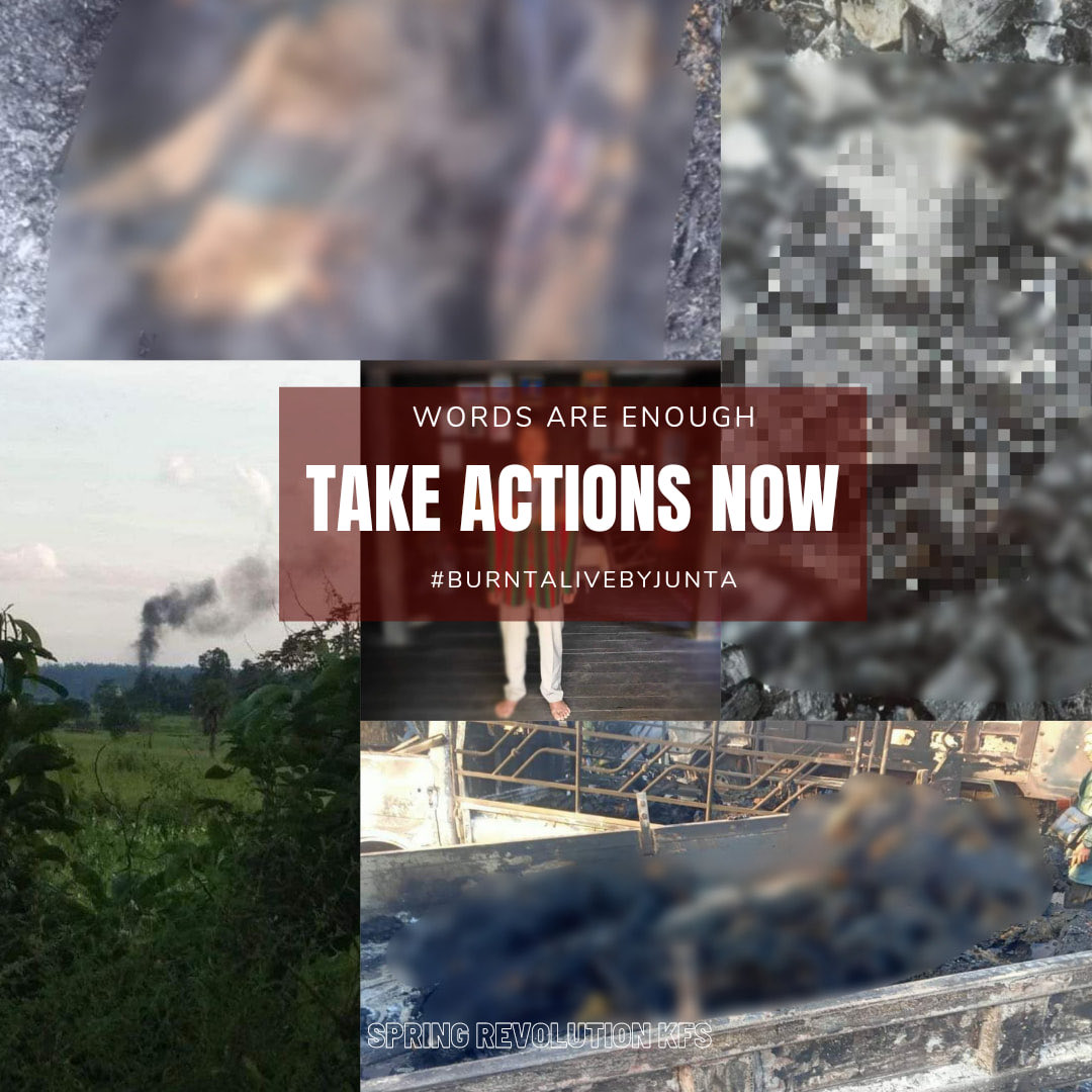 SAC Terrorists are massacring innocent civilians, torching houses, looting civilians’ belongings, and launching airstrikes that force thousands of residents to flee. This is #WhatsHappeningInMyanmar during Christmas. Take action on Junta now. <a href="/UN/">United Nations</a>

#BurntAliveByJunta
