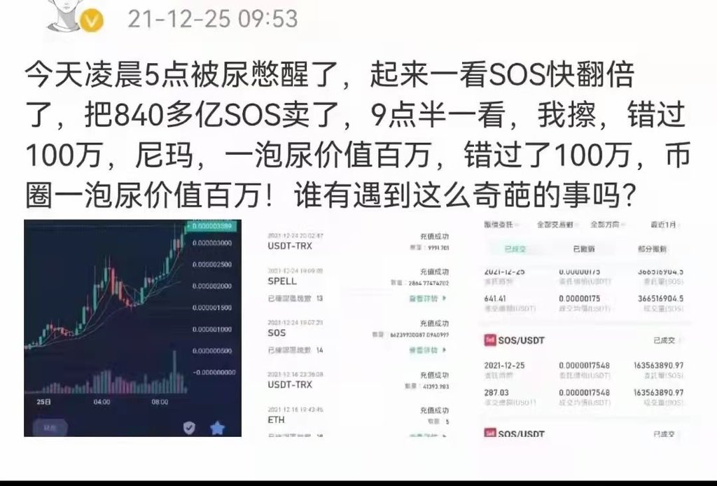 fengbsc's tweet photo. 按照目前的时间节点清算，这哥们这泡尿应该价值500万。Decentralized Autonomous Organization颠覆了认知。 https://t.co/zfcLqENJmc