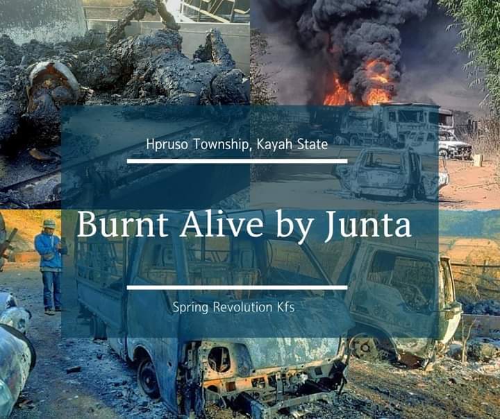 miN13700's tweet photo. TW// Burnt Bodies
At least 35 children &amp; elderly IDPs were Abducted &amp; #BurntAliveByJunta in Hpruso Township, Karenni State while the whole world is celebrating Christmas Eve. @UN @ICJ_org @UN_HRC We need serious actions to stop Terrorists' Brutal Assaults. https://t.co/AJ6bsfaC0T