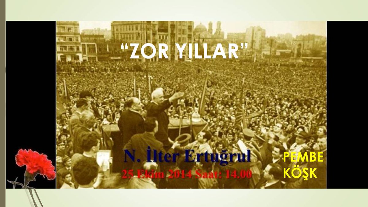 N. İlter Ertuğrul Hocamızın 25 Ekim 2014 tarihinde Pembe Köşk'te gerçekleştirmiş olduğu "Zor Yıllar" başlıklı konferans ile birlikte hem Değerli Hocamız N. İlter Ertuğrul'u hem de İsmet İnönü Paşamızı tekrardan saygı, sevgi ve özlem ile anıyoruz...
youtube.com/watch?v=CiWcYG…