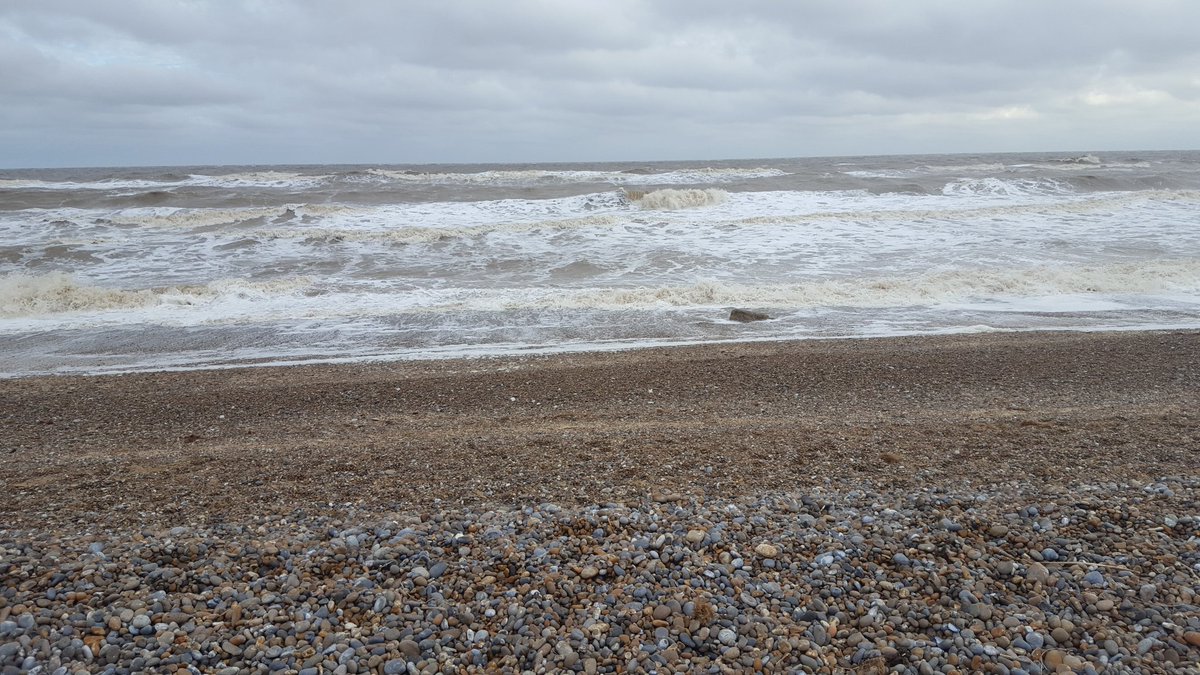 Bit cold and big sea running at #Sizewellbeach this morning