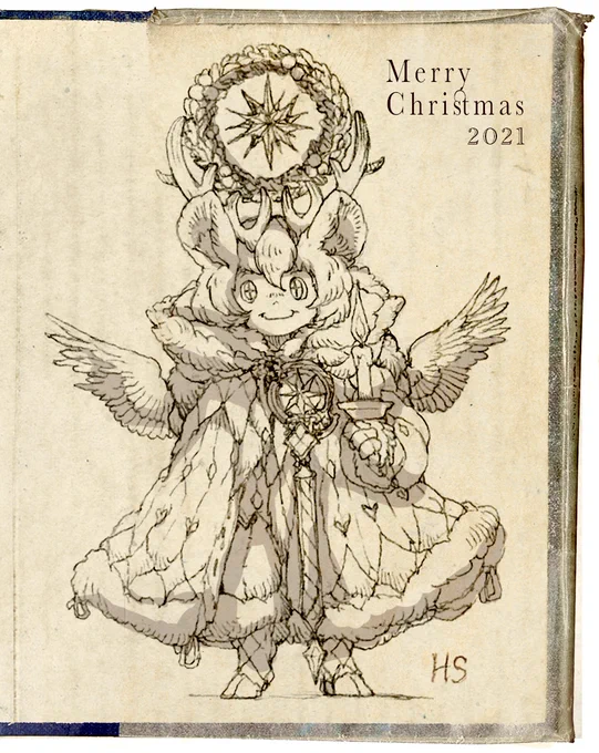 滑り込みメリークリスマスお絵描き* 「リース冠のトナカイ」さん。 